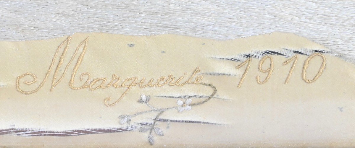 Marguerite - Scène Romantique - Broderie sur Tissu - France 1910-photo-5